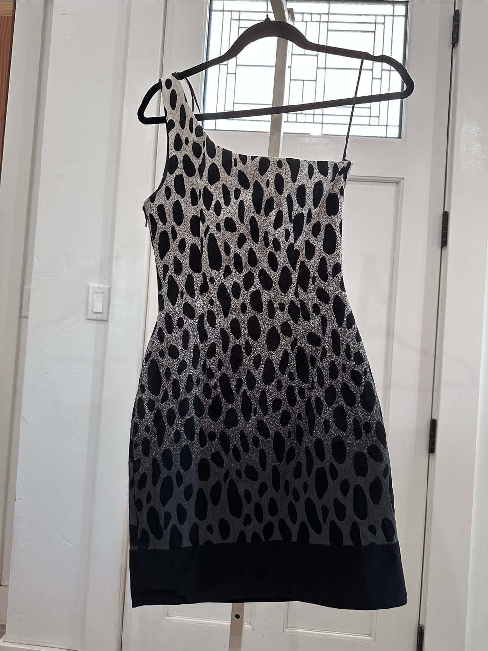 JAYGODFREY Black and Silver One-Shoulder Cocktail Dress